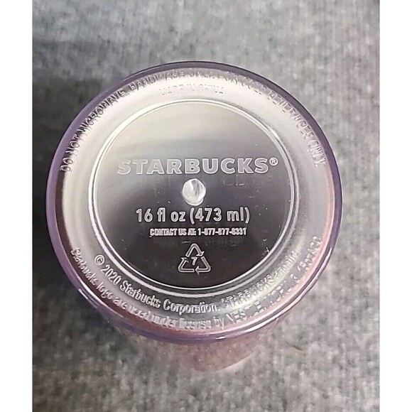 STARBUCKS Red Glitter Cold Beverage 16oz Tumbler Cup With Straw - Picture 3 of 3